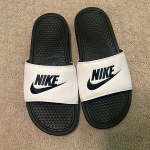 White Nike Slides